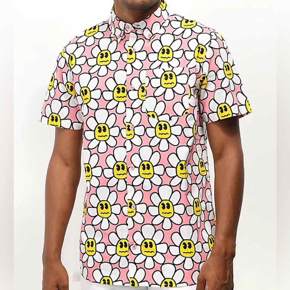 A-Lab Dazey Pink Short Sleeve Button Up Shirt